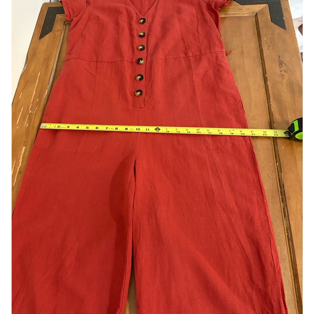 Madewell Linen Brick Red Jumpsuit Size 6 - Picture 6 of 11